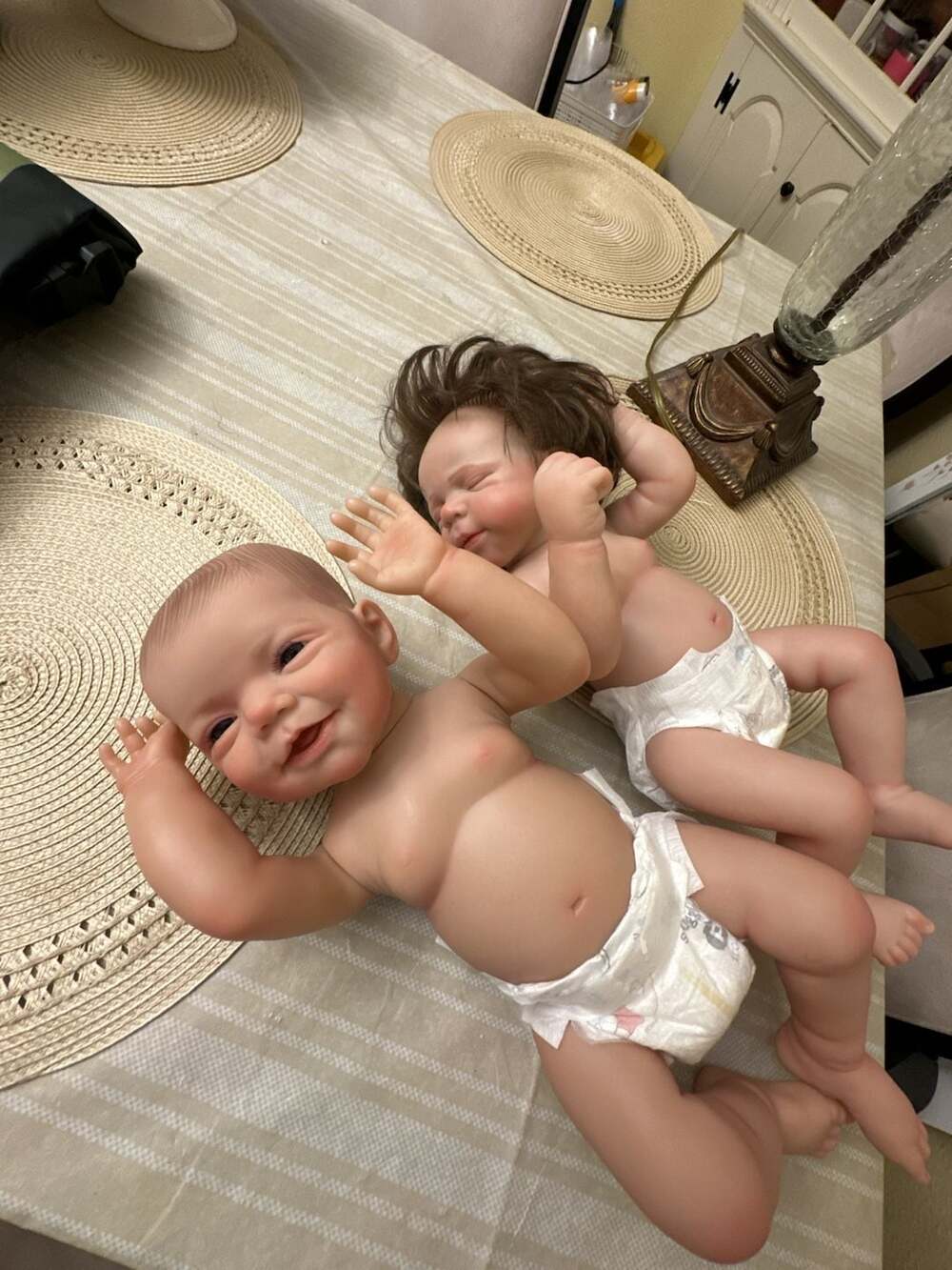 Charlie (painted hair) and Pascale (rooted hair) reborn doll kits by Joanna Kazm